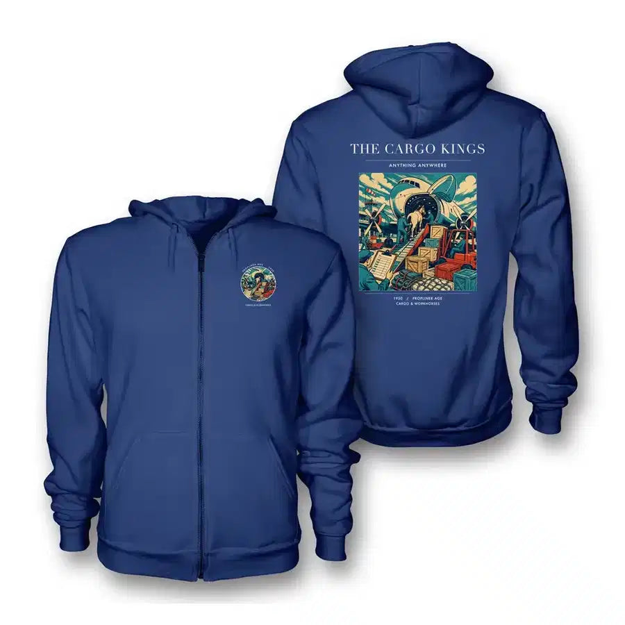 VINTAGE G4085 - The Cargo Kings - Premium Zipped Hoodie design on blue