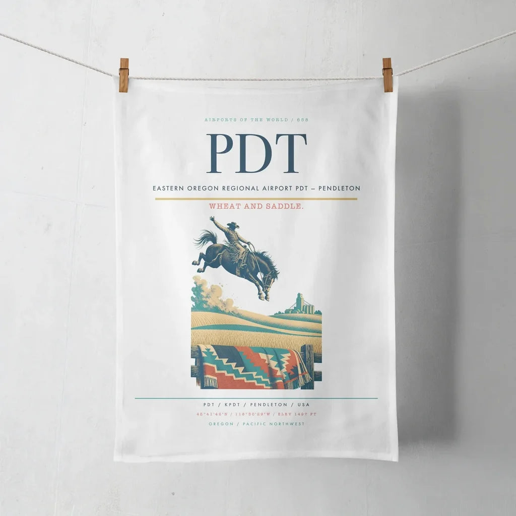 Eastern Oregon Regional Airport (PDT) design on white towel