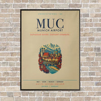 Thumbnail for Munich Airport MUC vertical canvas print - framed - beige background