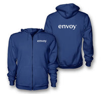Thumbnail for Envoy Air logo on blue zipped hoodie