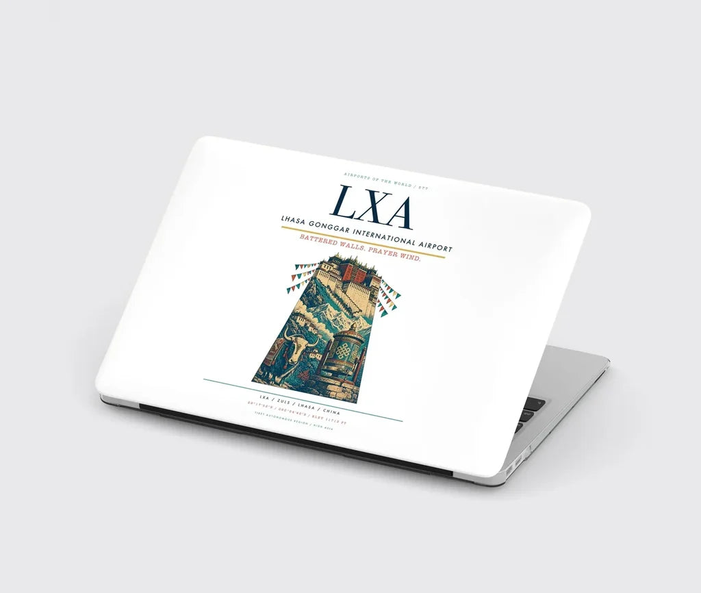 Lhasa Gonggar International Airport (LXA) design on white MacBook case