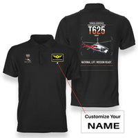 Thumbnail for Turkish Aerospace T625 Gökbey design on black+name double-side polo t-shirt, double-side print