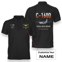 Thumbnail for Transall C-160D design on black+name double-side polo t-shirt, double-side print