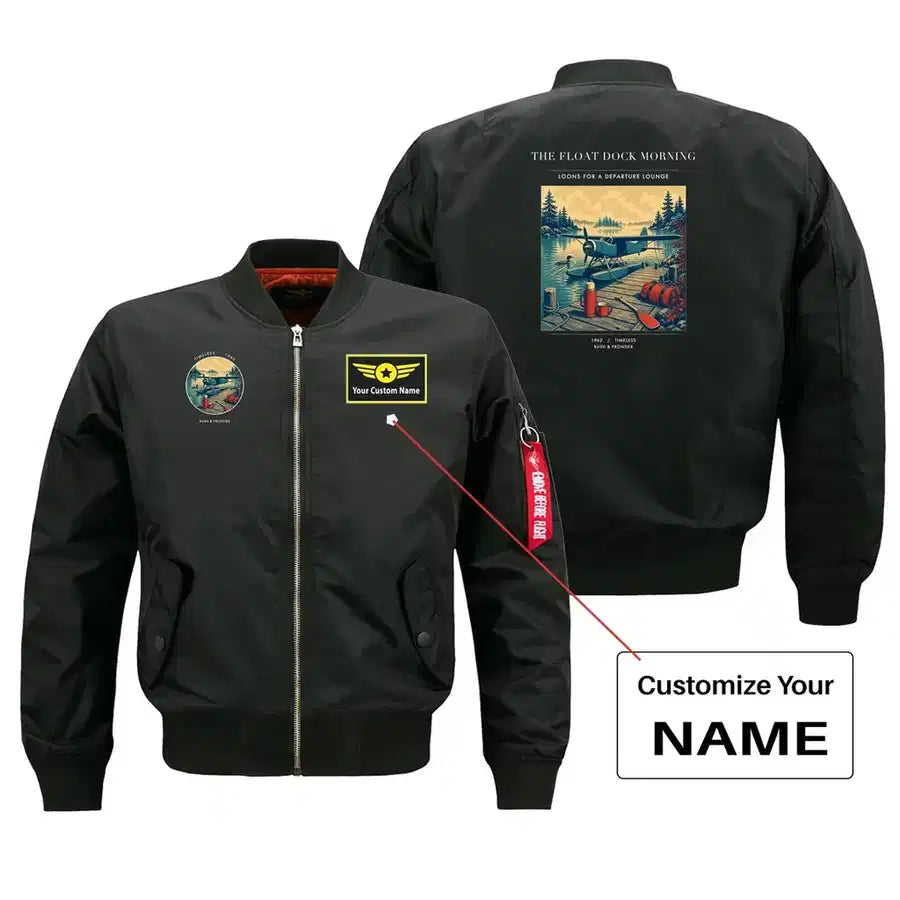 VINTAGE G4195 - The Float Dock Morning - Bomber Jacket design on black+name