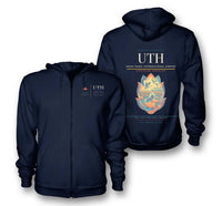 Thumbnail for Udon Thani Airport (UTH) design on navy blue premium zipped hoodie