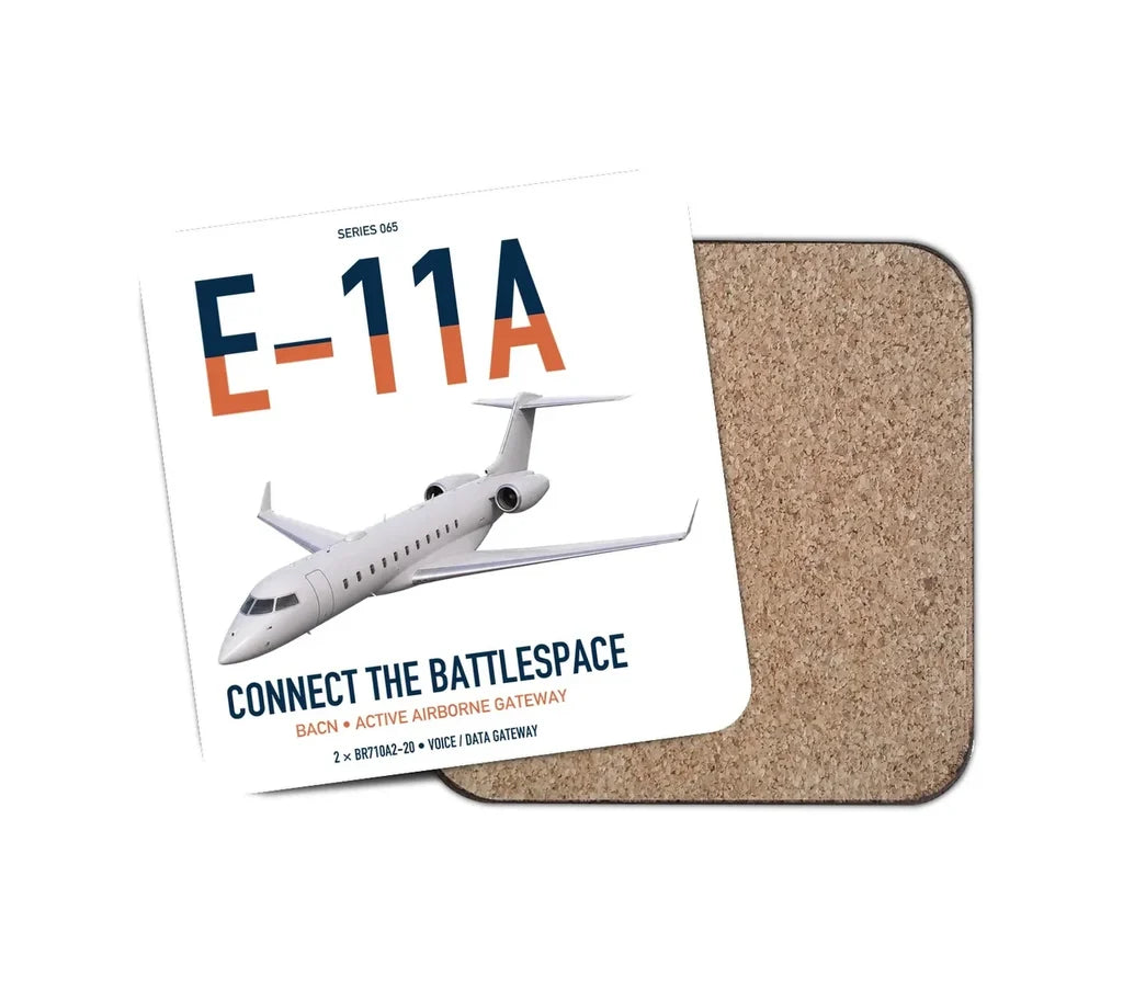 E-11A BACN design on white 1 piece coaster