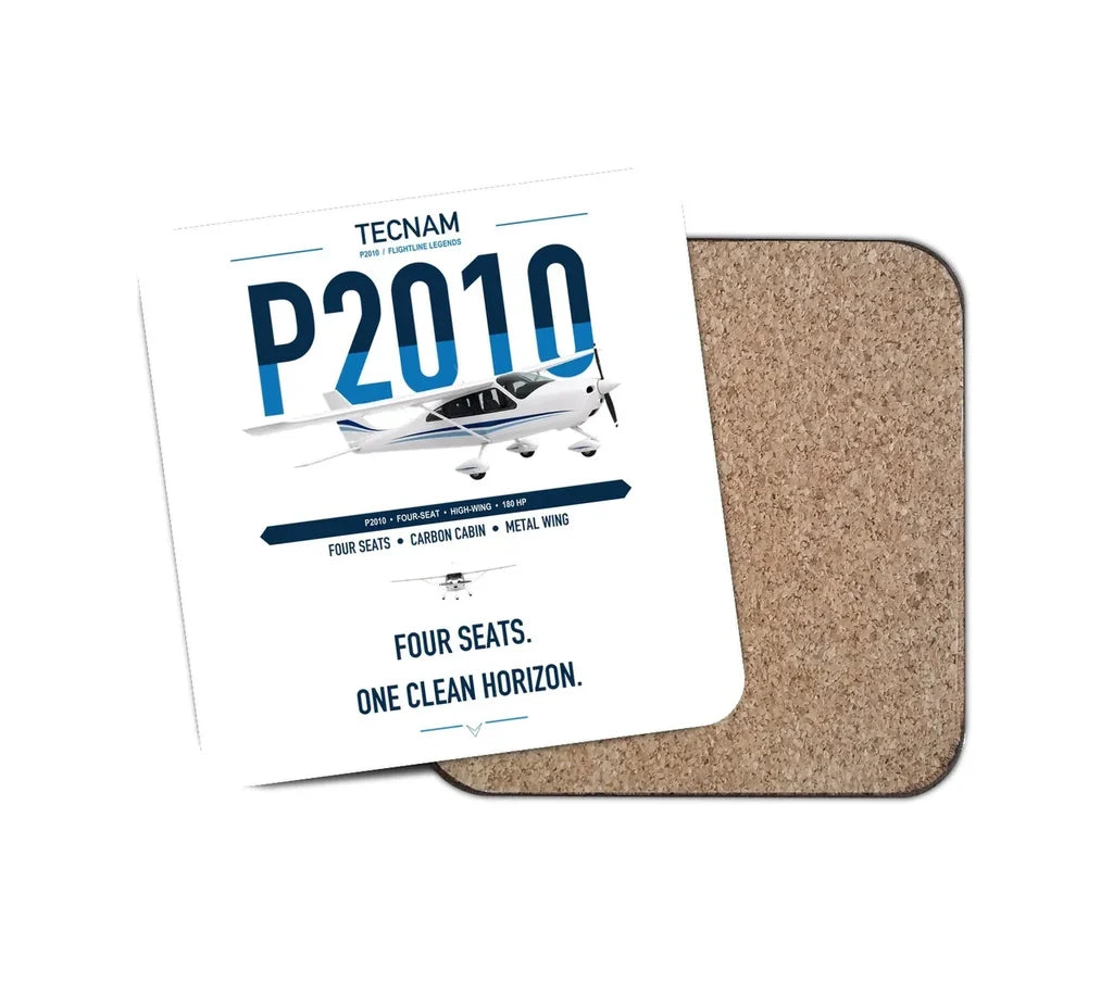 Tecnam P2010 design on white 1 piece coaster