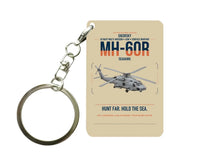 Thumbnail for Sikorsky MH-60R Seahawk design on beige designed key chain, double-side print
