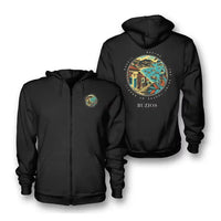Thumbnail for BUZIOS - Badge - Zipped Hoodie - Black