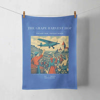 Thumbnail for VINTAGE G4445 - The Grape Harvest Hop - Designed Towels design on blue