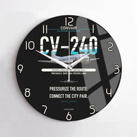 Thumbnail for Convair CV-240 design on black no frame wall clock