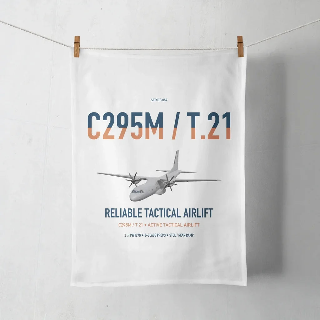 Airbus C295M T.21 design on white towel