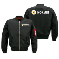 Thumbnail for Nok Airlines aviation design embroidered on black bomber jacket
