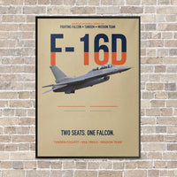 Thumbnail for F-16D Fighting Falcon Two Seats One Falcon vertical canvas print - framed - beige background