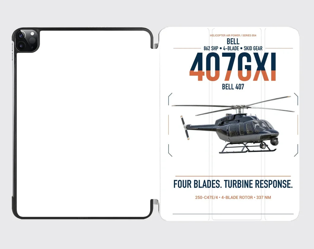 Bell 407GXi design on white ipad tablet case