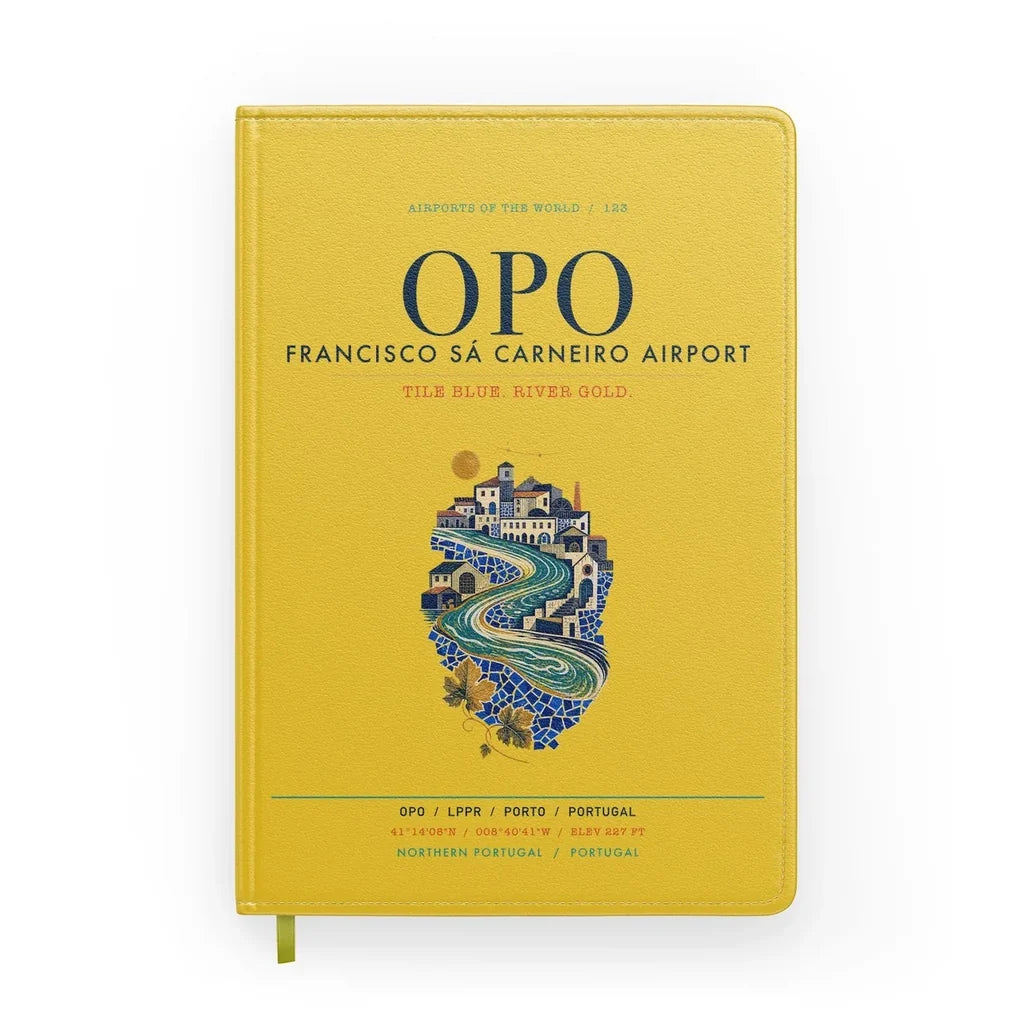 Porto Francisco Sá Carneiro Airport (OPO) design on yellow notebook
