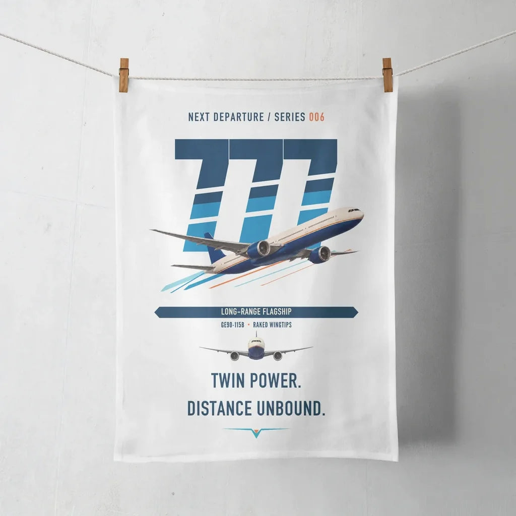 Boeing 777-300ER design on white towel