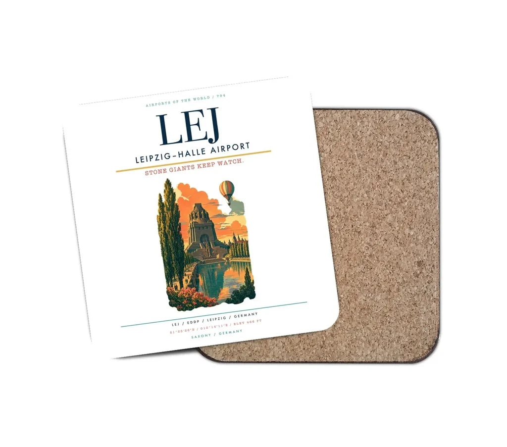 Leipzig–Halle Airport (LEJ) design on white 1 piece coaster