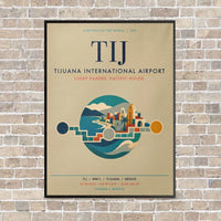 Thumbnail for Tijuana International Airport TIJ vertical canvas print - framed - beige background