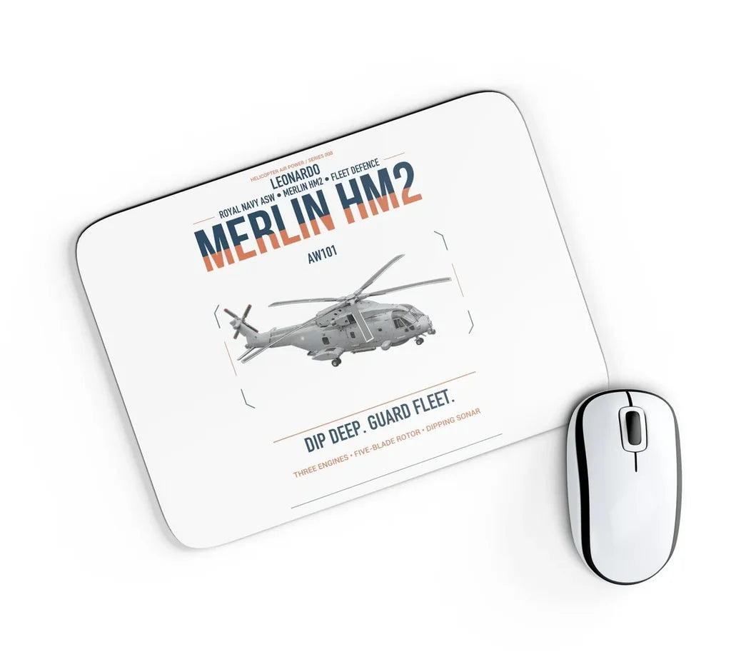 Leonardo AW101 Merlin HM2 design on white rectangle mouse pad