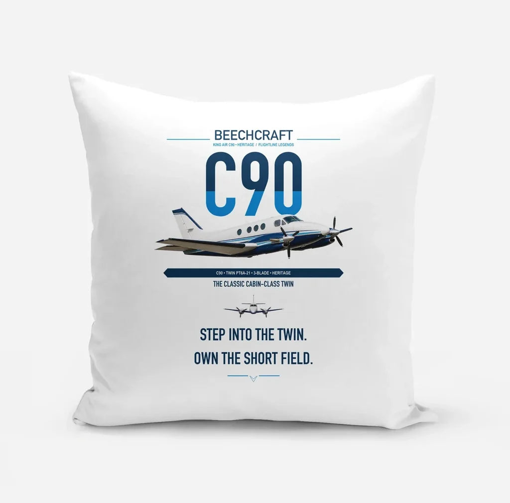 Beechcraft King Air C90 design on white pillow
