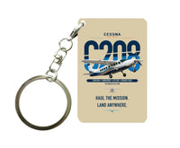 Thumbnail for Cessna 208 Caravan design on beige designed key chain, double-side print