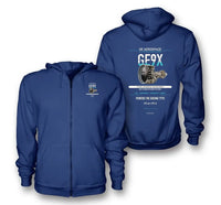 Thumbnail for GE9X design on blue zipped hoodie