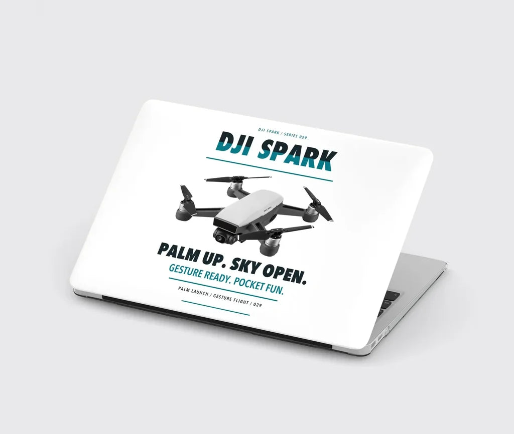 DJI Spark design on white MacBook case