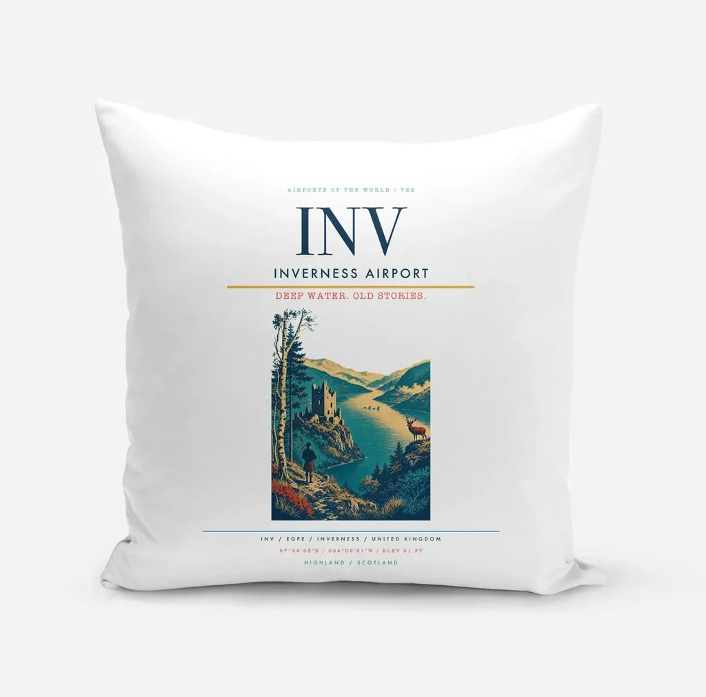 Inverness Airport (INV) design on white pillow