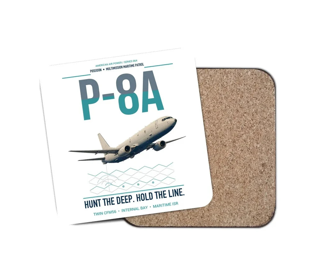 P-8A Poseidon design on white 1 piece coaster