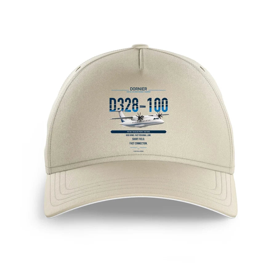 Dornier D328-100 design on beige printed hat