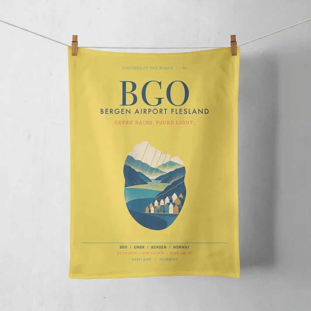 Bergen Airport Flesland (BGO) design on yellow towel