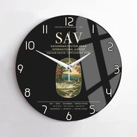 Thumbnail for Savannah-Hilton Head International Airport (SAV) design on black no frame wall clock