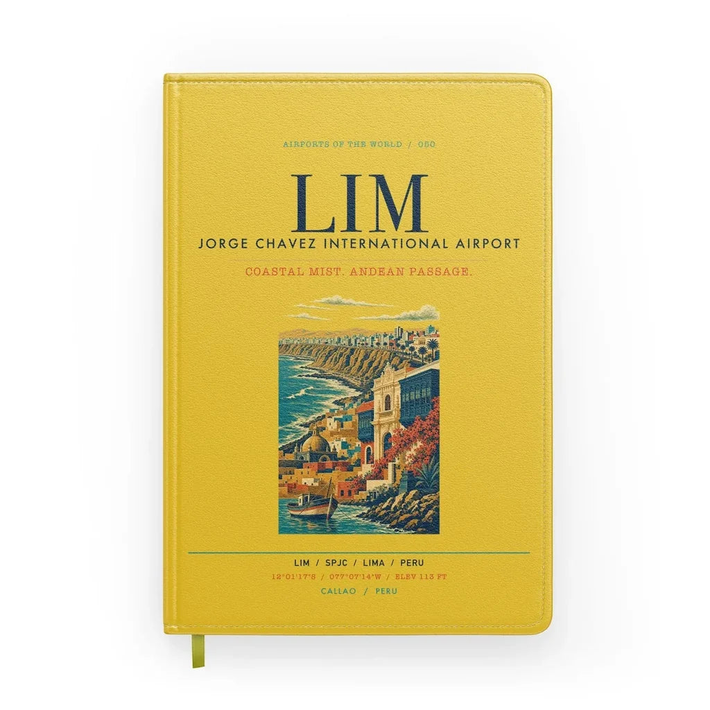 Lima Jorge Chavez International Airport (LIM) design on yellow notebook