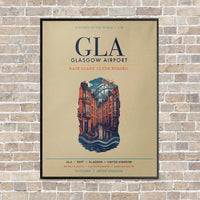 Thumbnail for Glasgow Airport GLA vertical canvas print - framed - beige background