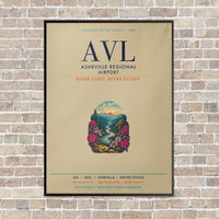 Thumbnail for Asheville Regional Airport AVL vertical canvas print - framed - beige background