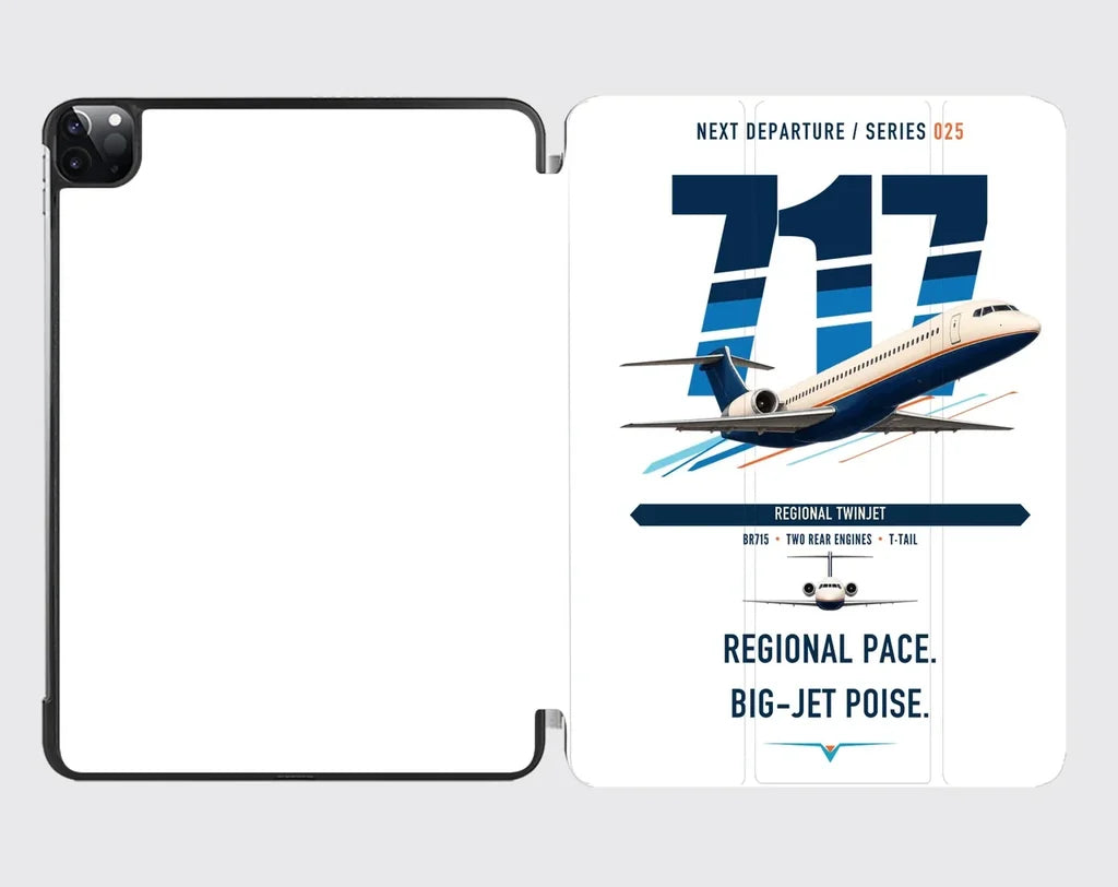 Boeing 717-200 design on white ipad tablet case