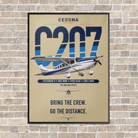 Thumbnail for Cessna T207A Stationair 8 vertical canvas print - framed - beige background