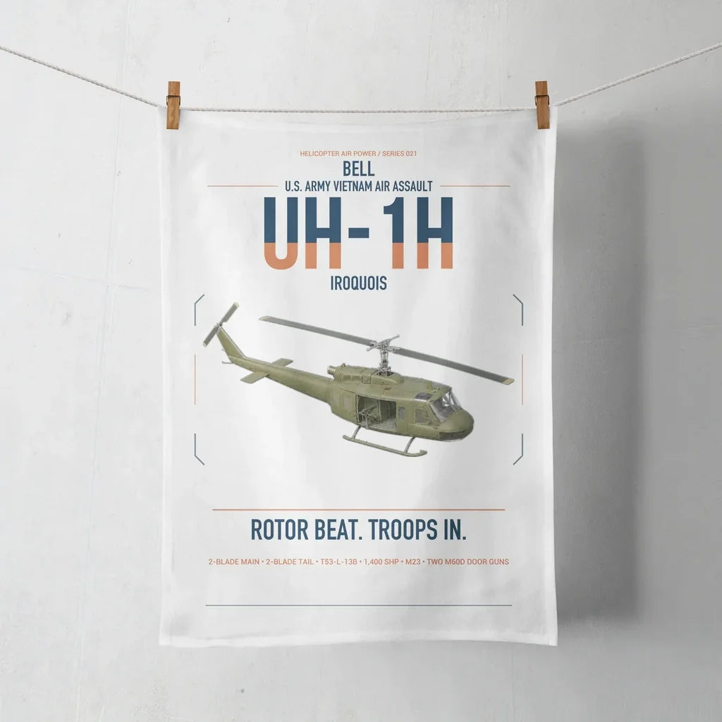 Bell UH-1H Iroquois design on white towel