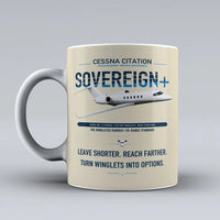 Thumbnail for Cessna Citation Sovereign+ design on beige ceramic mug, double-side print