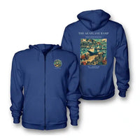Thumbnail for VINTAGE G4068 - The Seaplane Ramp - Premium Zipped Hoodie design on blue