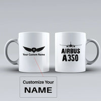 Thumbnail for Airbus A350 & Plane Ceramic White aviation design on ceramic mug, premium ceramic with glazed finish.