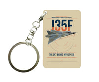 Thumbnail for Saab J 35F Draken design on beige designed key chain, double-side print