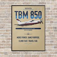 Thumbnail for Socata TBM 850 vertical canvas print - framed - beige background