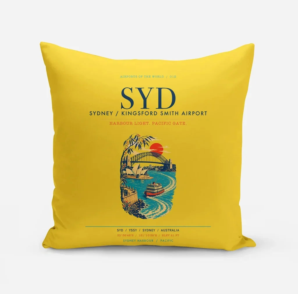 Sydney Kingsford Smith Airport (SYD) design on yellow pillow