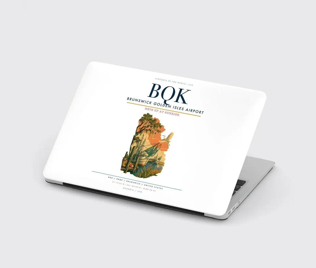 Brunswick Golden Isles Airport (BQK) design on white MacBook case