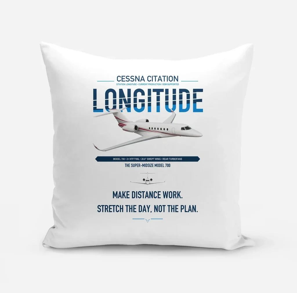 Cessna Citation Longitude design on white pillow