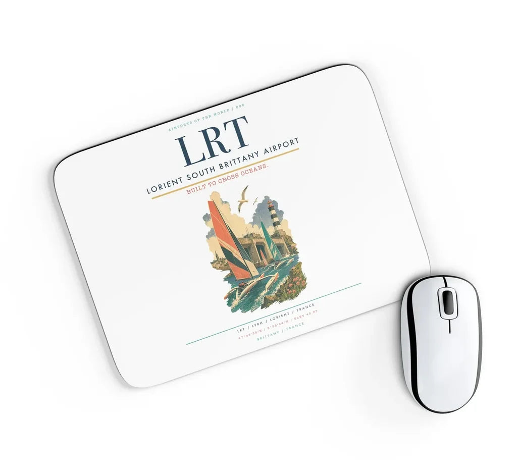 Lorient South Brittany Airport (LRT) design on white rectangle mouse pad