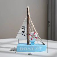 Thumbnail for Blue Sailboat Nautical Wooden Model - view 3