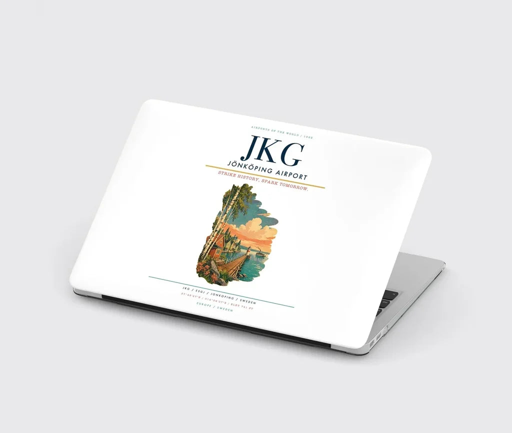 Jönköping Airport (JKG) design on white MacBook case